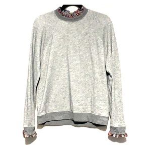 J Crew sweatshirt with detailed neck and sleeves.
